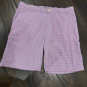 Peter Millar Red and Blue Checkered Men's Crown Sport Shorts